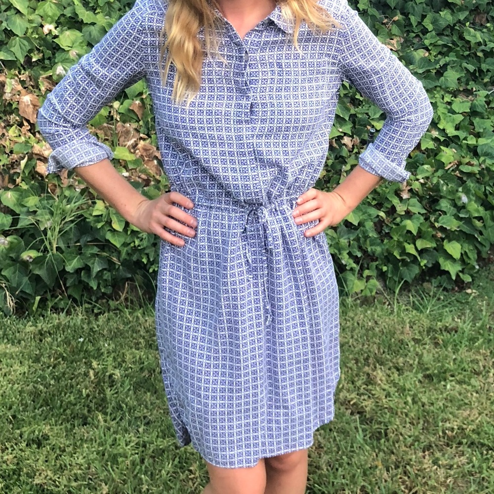 Blue shirt dress